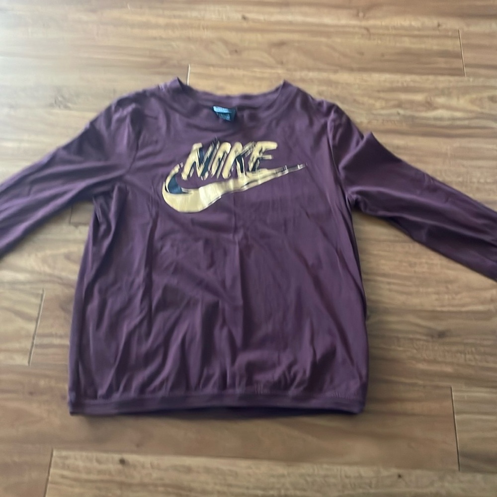 Burgundy And Gold Nike Long Sleeve